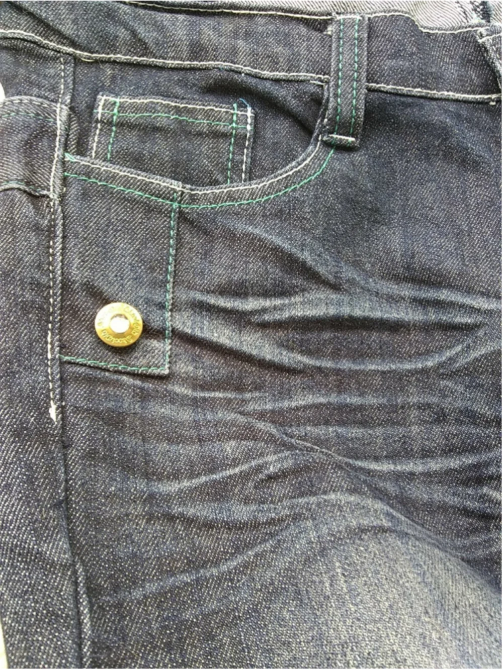 OLD SKOOL Womens Juniors Denim Jeans SIZE 15 Embellished Teal & Gray Stitching - Picture 7 of 12